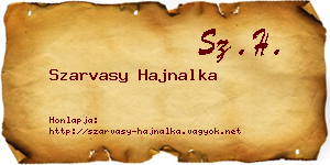 Szarvasy Hajnalka névjegykártya